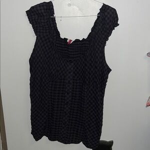 Libian Dark Grey Plaid Tank Top very stretchy.